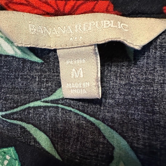 Banana Republic Women's Dress Size M P Black Floral Multicolor Short Sleeve (k11 - Picture 6 of 7